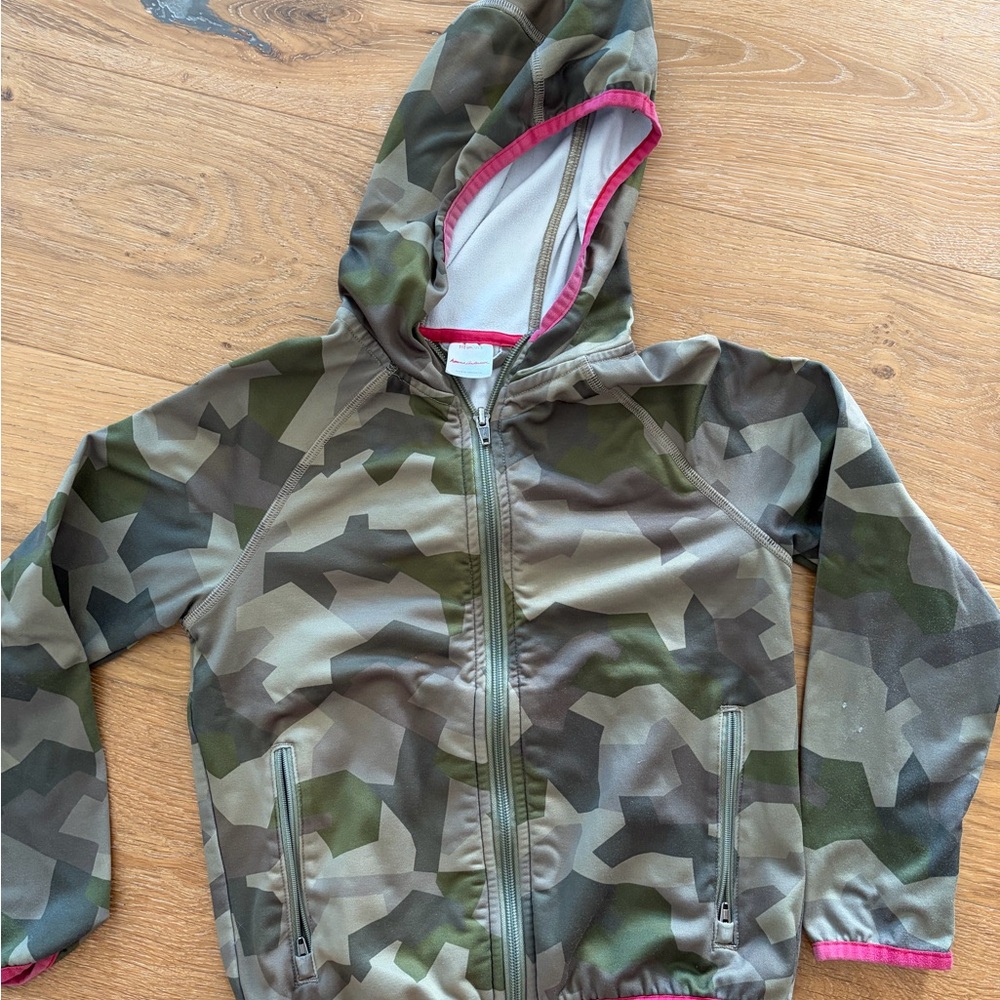 Hanna Andersson Camouflage Hoodie with Pink Accents
